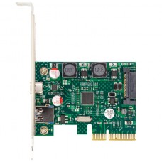 Плата расширения Frime PCI-E x4, 1xUSB 3.2 / 1xType-C, чип ASM3142, питание SATA (ECF-PCIEtoUSB011.LP) Плата расширения Frime PCI-E x4, 1xUSB 3.2 / 1xType-C, чип ASM3142, питание SATA (ECF-PCIEtoUSB011.LP)