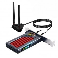 Сетевая карта PCI-E x1, Fenvi FV-BE8800RGB, WiFi 7 (до 8800 Mbps), bloetooth 5.4, Intel BE200, RGB подсветка, радиатор, 2 внешние