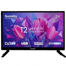 Телевизор 24' Sumato 24HT03, черный, LED, 1366x768, 60 Гц, 178°/178°, DVB-T2/C, LAN, HDMI, USB, 2 х 5 Вт, VESA 100x100