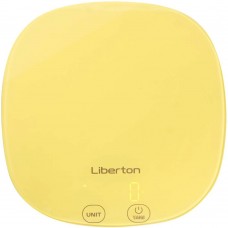 Весы кухонные Liberton LKS-0718, желтый, до 10 кг, дисплей, тарокомпенсация, автоотключение, индикатор перегрузки, батарейка: