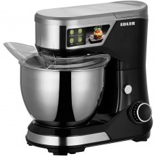 Планетарный миксер Edler EDFP-7702, черный/Inox, 600W, 8 режима скорости, чаша 5л с нерж. стали, крюк для теста, сбиватель,