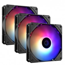 Вентилятор 120 мм, ID-Cooling TF-12025-PRO ARGB TRIO, черный (3 шт), 120x120x25 мм, ARGB подсветка, 500-1800 об/мин, 35.2dB(A)