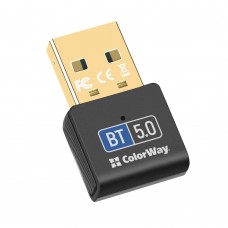 Адаптер USB bloetooth, ColorWay, v5.0, черный, Slim (CW-AD-BT50)