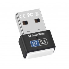 Адаптер USB bloetooth, ColorWay, v5.3, черный, Slim (CW-AD-BT53)