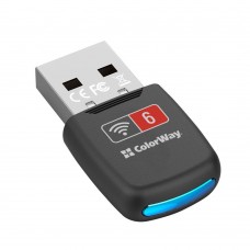 Сетевой адаптер ColorWay, черный, USB 2.0, WiFi 6, до 286 Mb/s (CW-AD-W1)
