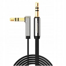 Кабель AUX звуковой, 3.5 мм (M) - 3.5 мм (M), 1 м, черный, Ugreen AV119, угловой разъем (10597)