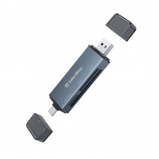 Кардридер USB ColorWay '3-in-1', Grey, USB / Type-C 3.0 - microSD / SD / CF, алюминиевый корпус (CW-CR-01)
