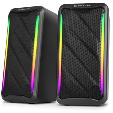 Колонки 2.0 REAL-EL S-130 черный, 2 x 5 Вт, USB, mini-jack 3.5 мм, RGB-подсветка (EL121100018)