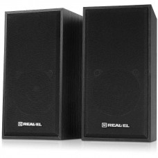 Колонки 2.0 REAL-EL S-202 черный, 2 x 3 Вт, USB, mini-jack 3.5 мм, МДФ, кабель 1.4 +1.2 м (EL121200019)