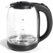 Электрочайник Holmer HKS-2025, черный, 1500W, 1.8л, стекло, дисковый, LED-подсветка, индикатор уровня воды