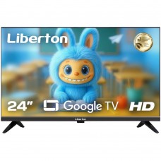 Телевизор 24' Liberton LTV-24H02GT, черный, LED, 1366x768, 60 Гц, Google TV, DVB-T2/C, LAN, Wi-Fi, bloetooth, 2xHDMI, USB, 2 x 2