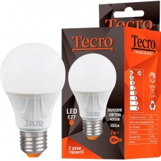Лампа светодиодная Tecro LED, E27, 7W, 4000K, A60, Tecro, 650 lm, 220V (PRO-A60-7W-4K-E27)