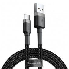 Кабель Baseus cafule Cable USB For Type-C 2A 2m серый+чорный
