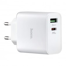 Зарядное устройство Hoco C113A Awesome PD65W dual port (1A + 1C) charger адаптер блок евро вилка белое