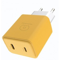 Сетевое зарядное устройство WUW-C189 PD 20W Charger USB C + USB C желтый белый
