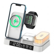 Зарядная станция 4 IN1 A37 (iPhone, iWatch, AirPods, Alarm Clock, LED LAMP) 30W FAST ORIGINAL Белый