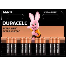 Щелочные батарейки Duracell AAA, 12 шт. (6409626)