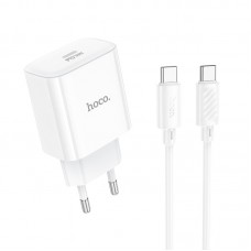 Мережевий зарядний пристрій HOCO C76A Pro Majestic single port PD30W charger set (Type-C to Type-C)(EU) білий