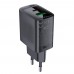 Мережевий зарядний пристрій ACEFAST A78 PD20W GaN (USB-A+USB-C) charger чорний