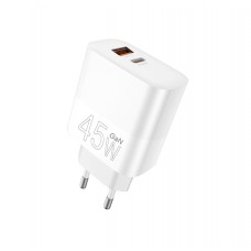 Мережевий зарядний пристрій WUW-C209 45W PD USB-C + USB QC3.0 18W білий