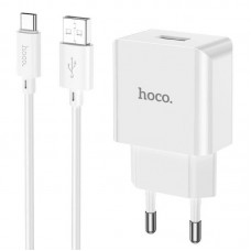 Мережевий зарядний пристрій з кабелем HOCO C106A Leisure single port charger set(Type-C) білий Мережевий зарядний пристрій з кабелем HOCO C106A Leisure single port charger set(Type-C) білий