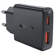 Мережевий зарядний пристрій ACEFAST A69 PD30W GaN (USB-A+USB-C) ultra-thin charger чорний