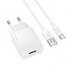 Мережевий зарядний пристрій з кабелем BOROFONE BAS71A Source single-port charger set(Type-C) білий Мережевий зарядний пристрій з кабелем BOROFONE BAS71A Source single-port charger set(Type-C) білий