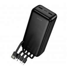 Зовнішній акумулятор HOCO J163B Wonderful power bank with 4 cables(30000mAh) чорний