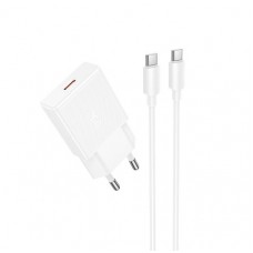 Мережевий зарядний пристрій з кабелем HOCO N72 Speed single-port PD20W ultra-thin charger set(C to C)(EU) Мережевий зарядний пристрій з кабелем HOCO N72 Speed single-port PD20W ultra-thin charger set(C to C)(EU)