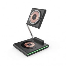 Зарядна станція 3IN1 W023 TRANSFORMER MagSafe RGB Light (iPhone, iWatch, AirPods) 0RIGINAL чорний