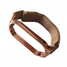 Ремінець для Xiaomi Mi Band 3/4/5/6 Milanese Loop бежевий золотий