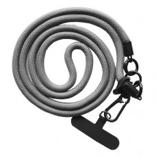 Шнурок NEW (120сm) 8mm з карабіном + тримач для чохлів (універсальний) сірий