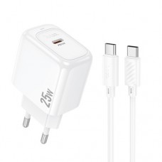 Мережевий зарядний пристрій HOCO CS53A Surplus single port PD25W charger set(C to C) білий