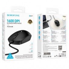 Дротова оптична USB мишка BOROFONE BG17 Morning business wired mouse чорна