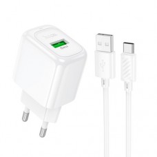Мережевий зарядний пристрій HOCO CS52A Surplus single-port QC3.0 charger set(Type-C) білий
