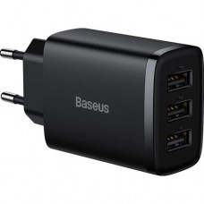 Мережевий зарядний пристрій Baseus Compact Charger 3-USB 17W EU чорний CCXJ020101