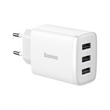 Мережевий зарядний пристрій Baseus Compact Charger 3-USB 17W EU білий CCXJ020102