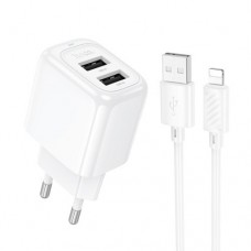 Мережевий зарядний пристрій HOCO CS51A Surplus dual-port charger 2USB/2,4A Micro cable Set білий