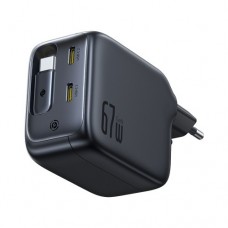 Мережевий зарядний пристрій Baseus EnerCore CJ11 Fast Charger with Retractable Cable 3C 67W EU чорний E0121E00