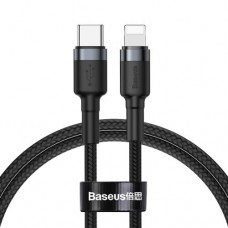 PD Кабель Baseus Cafule Cable Type-C to iP PD 20W 1m сірий+чорний CATLKLF-G1 PD Кабель Baseus Cafule Cable Type-C to iP PD 20W 1m сірий+чорний CATLKLF-G1