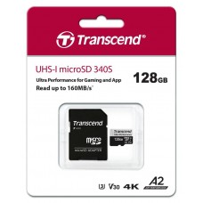Карта пам'яті Transcend microSD 128GB C10 UHS-I U3 A2 R160/W125MB/s + SD