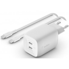 Мережевий зарядний пристрій Belkin BoostUp ChargePro GaN 2xUSB-C PPS Wall Charger 65W Білий w/Type-CtoType-C WCH013VF2MWH-B6