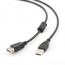 Кабель Usb 2.0 AM/BM, 1.8m, 2 феррита, прозрачный черный, кулёк