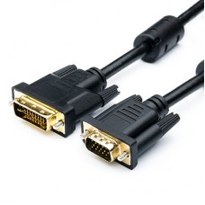 Кабель Vga папа - DVI-I папа 24+5 1.8 метра 2 феррита оплетка