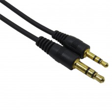 Кабель Aux Audio DC3.5 папа-папа 5.0м, Gold Stereo Jack, круглый Black cable, Пакет