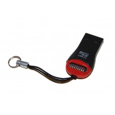 Кардридер внешний Usb 2.0, формат MicroSD, пластик, Black/Red, Техпакет