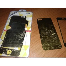 Защитное стекло для iPhone 5 5S золотое с рисунком комплект