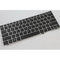 Клавиатура для ноутбуков HP Elitebook 2170p черная с серебристой рамкой, с трекпоинтом RU/US