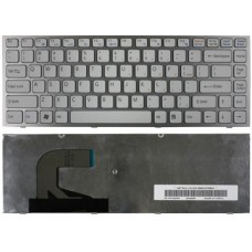Клавиатура для ноутбуков Sony Vaio VPC-S белая с сербристой рамкой RU/US