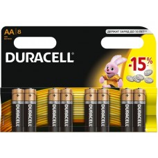 Упаковка батареек Duracell AA LR06 пальчиковая MN1500 8 штук